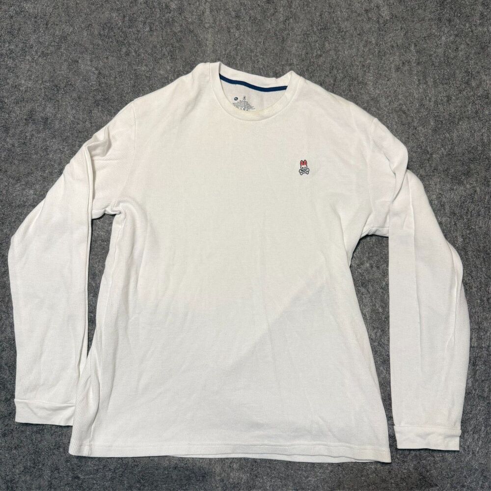 Psycho Bunny Mens Thermal T-Shirt Size XL White Waffle Knit Embroidered Logo